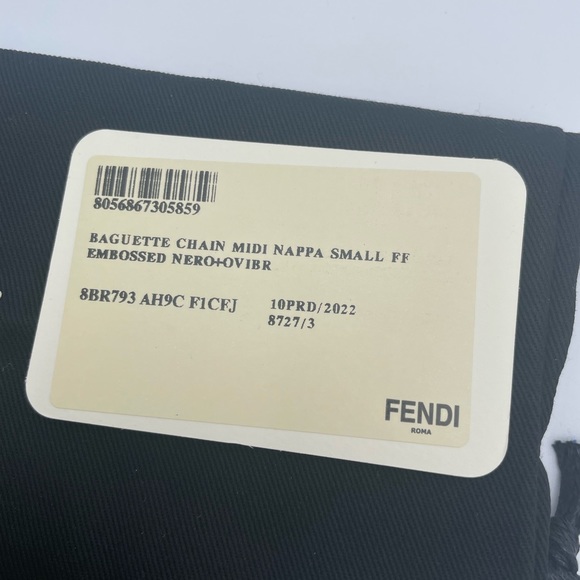 ❌❌SOLD! $3490 Fendi Baguette Medium Midi FF Leather Black Chain Shoulder Bag - Picture 16 of 16